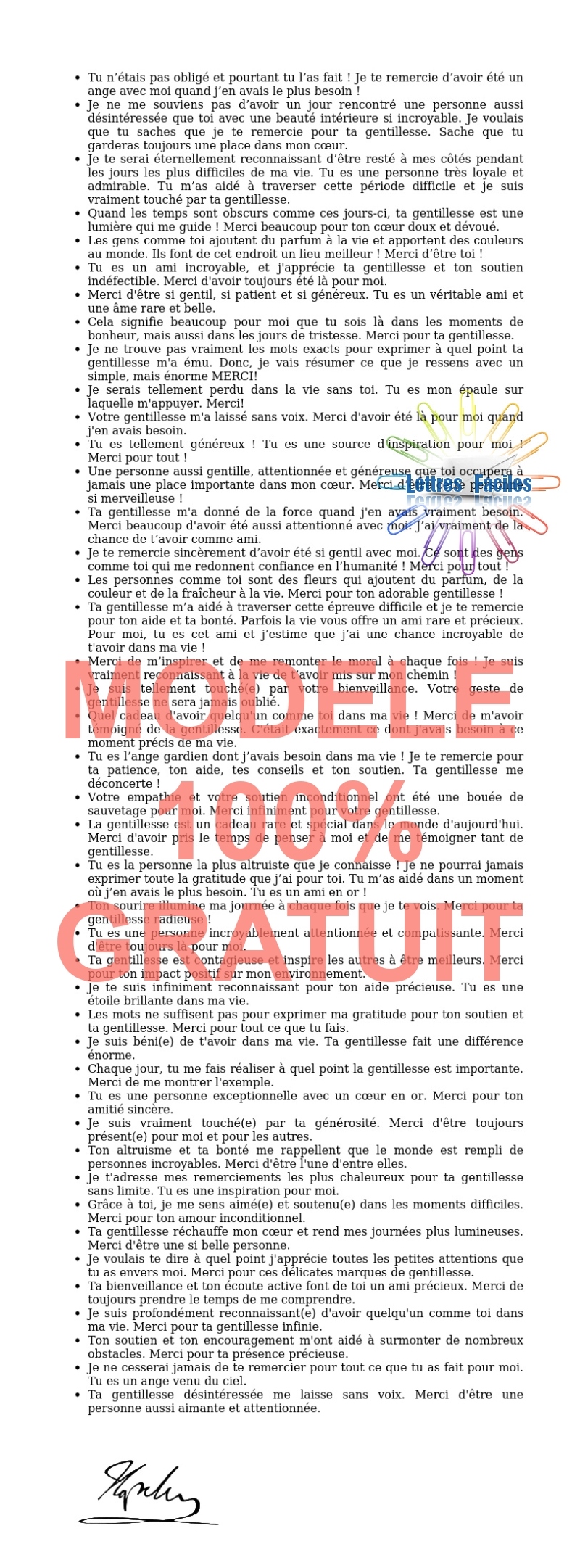 comment remercier quelqu un pour sa gentillesse